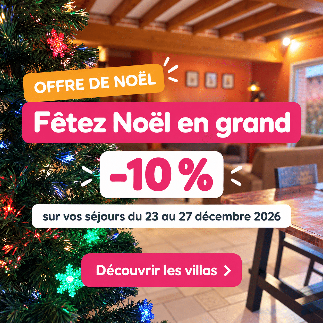 Offre de Noël HOMAZING : -10 % sur les séjours en villa privatisée du 23 au 27 décembre 2026